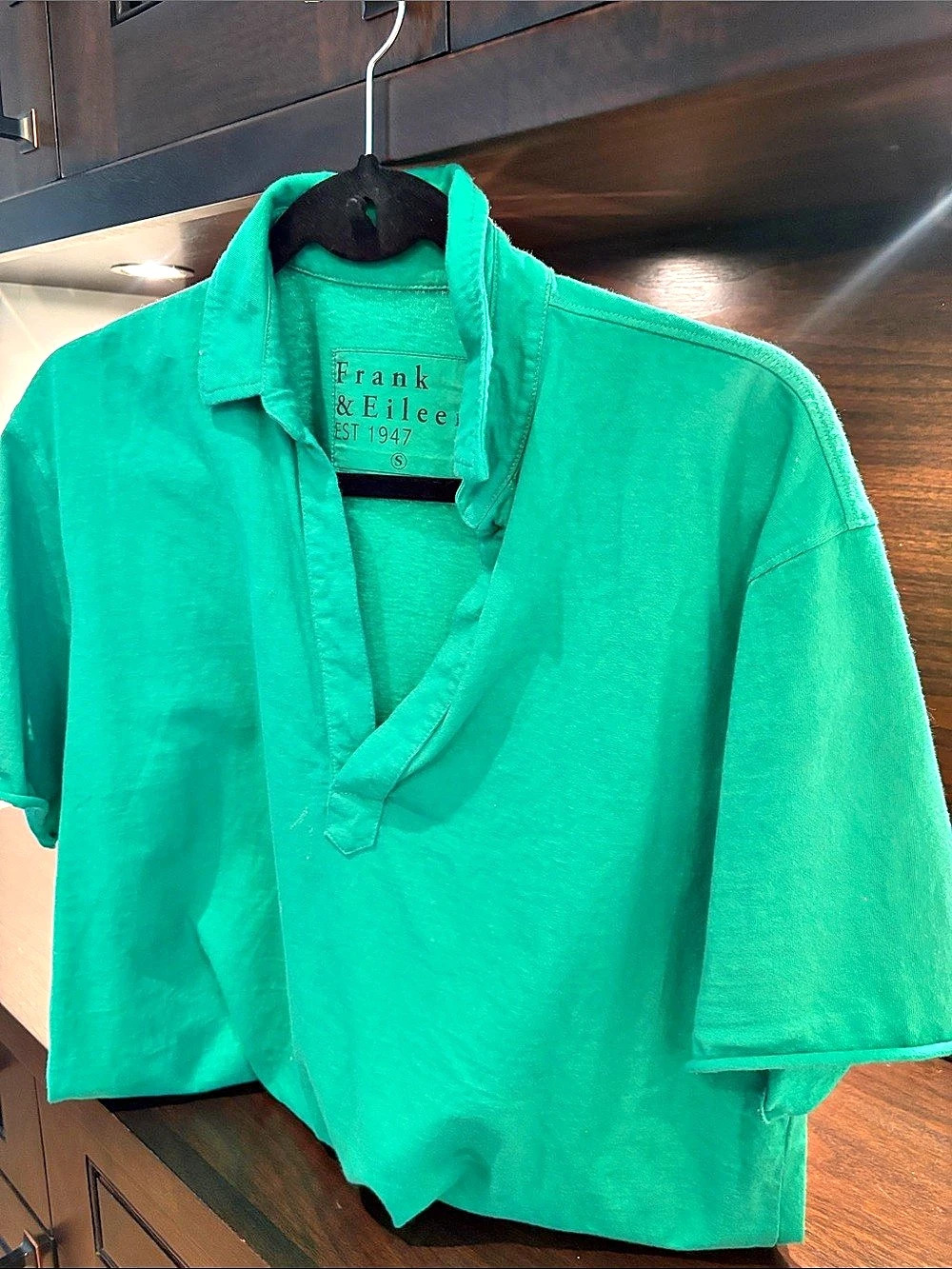 Frank & Eileen Patty Popover Short Sleeve Henley Green Small
